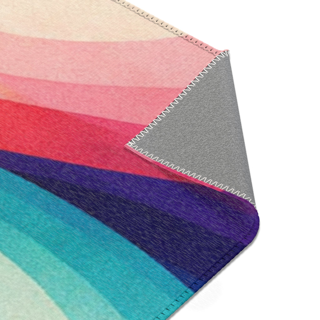 Rainbow Swirl Area Rug | Abstract Colorful Spiral