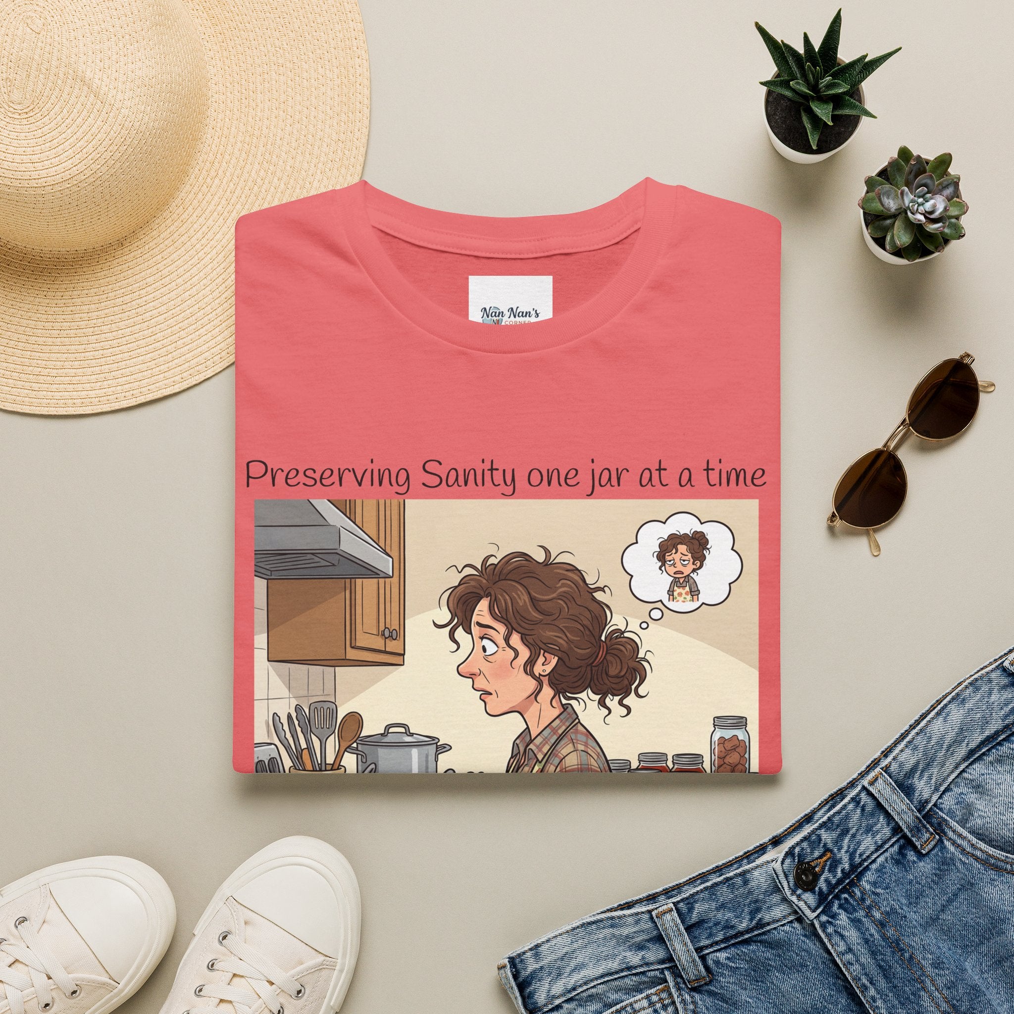 Preserving Sanity One Jar at a Time Unisex Graphic T-Shirt – Funny Canning Kitchen Cotton Tee