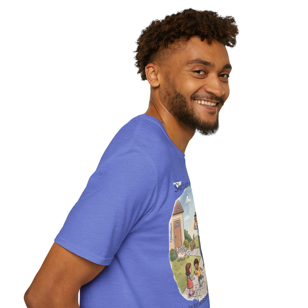 T‑Shirt – "She’s not delivering mail, she’s delivering a little wind" Cute Postal Worker Illustration Tee