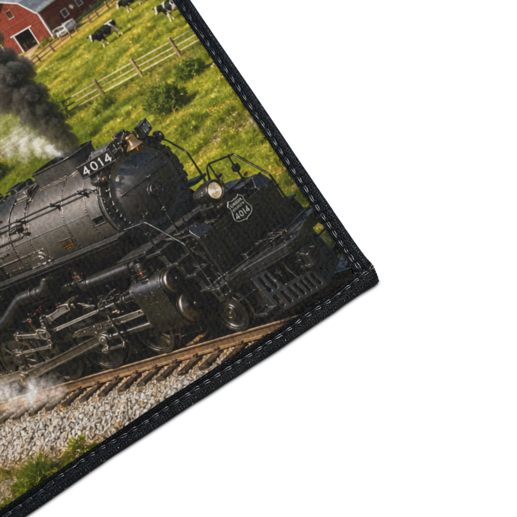 Vintage Steam Locomotive Floor Mat | Train Farm Landscape