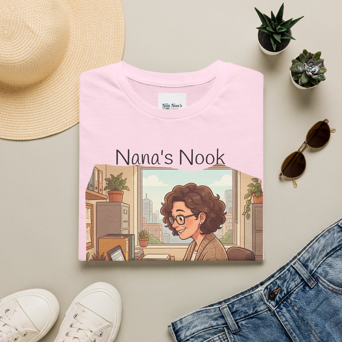 T-Shirt / "Nana's Nook: My Manager Has Whiskers" Cozy Grandma Cat Lover Tee