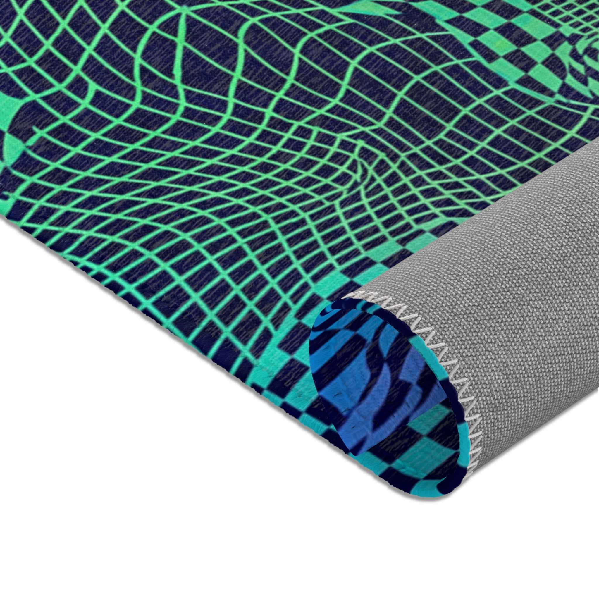 Psychedelic Wavy Checkerboard Area Rug | Trippy Optical Illusion Pattern