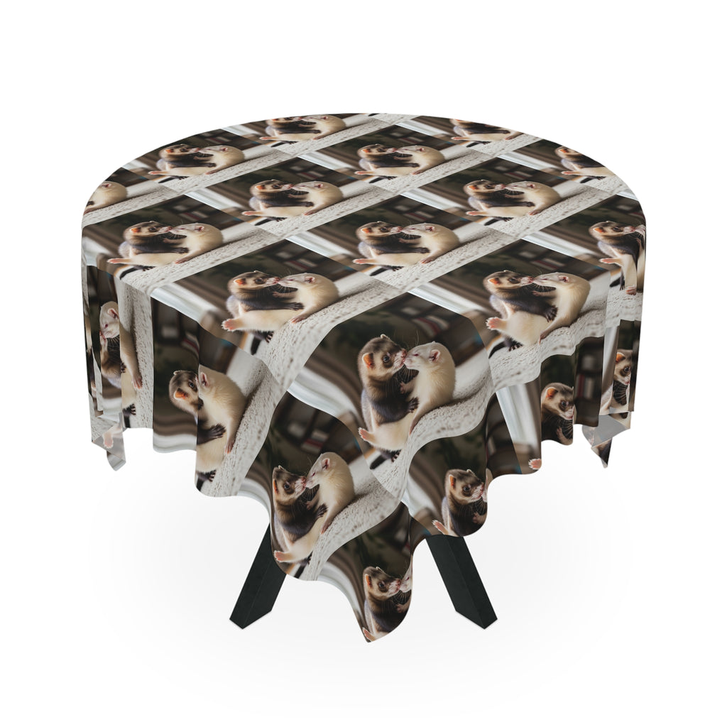 Cozy Ferret Pattern Tablecloth / Cute Repeating Ferret Print