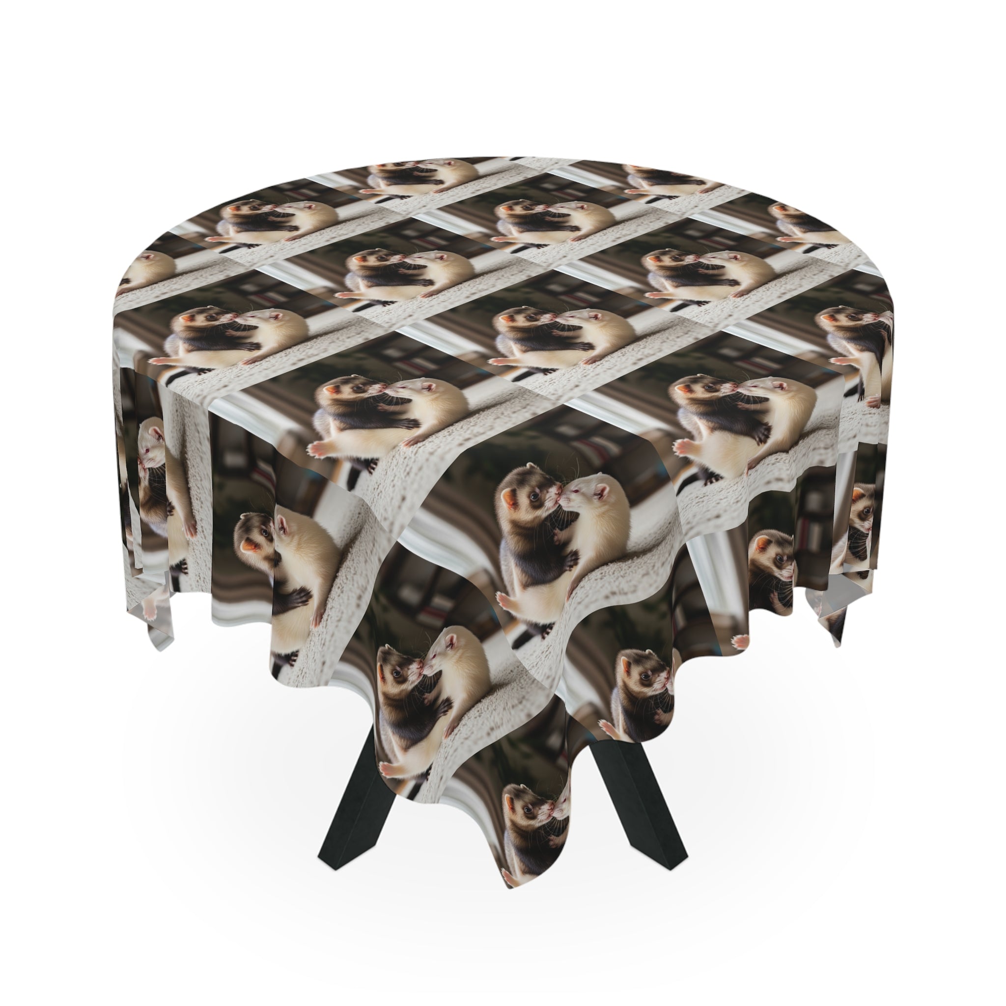 Cozy Ferret Pattern Tablecloth / Cute Repeating Ferret Print