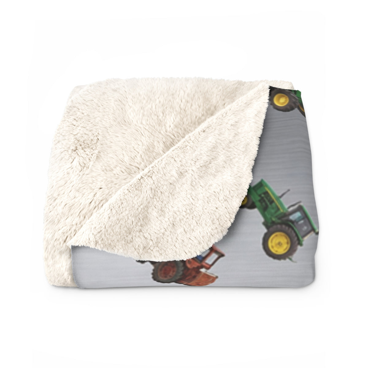 Vintage Tractor Pattern Sherpa Blanket | Farm Tractor Throw, Rustic Tractor Print