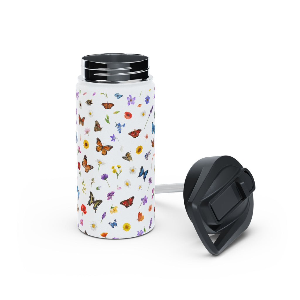 Butterfly Floral Pattern Stainless Steel Water Bottle | Standard Lid