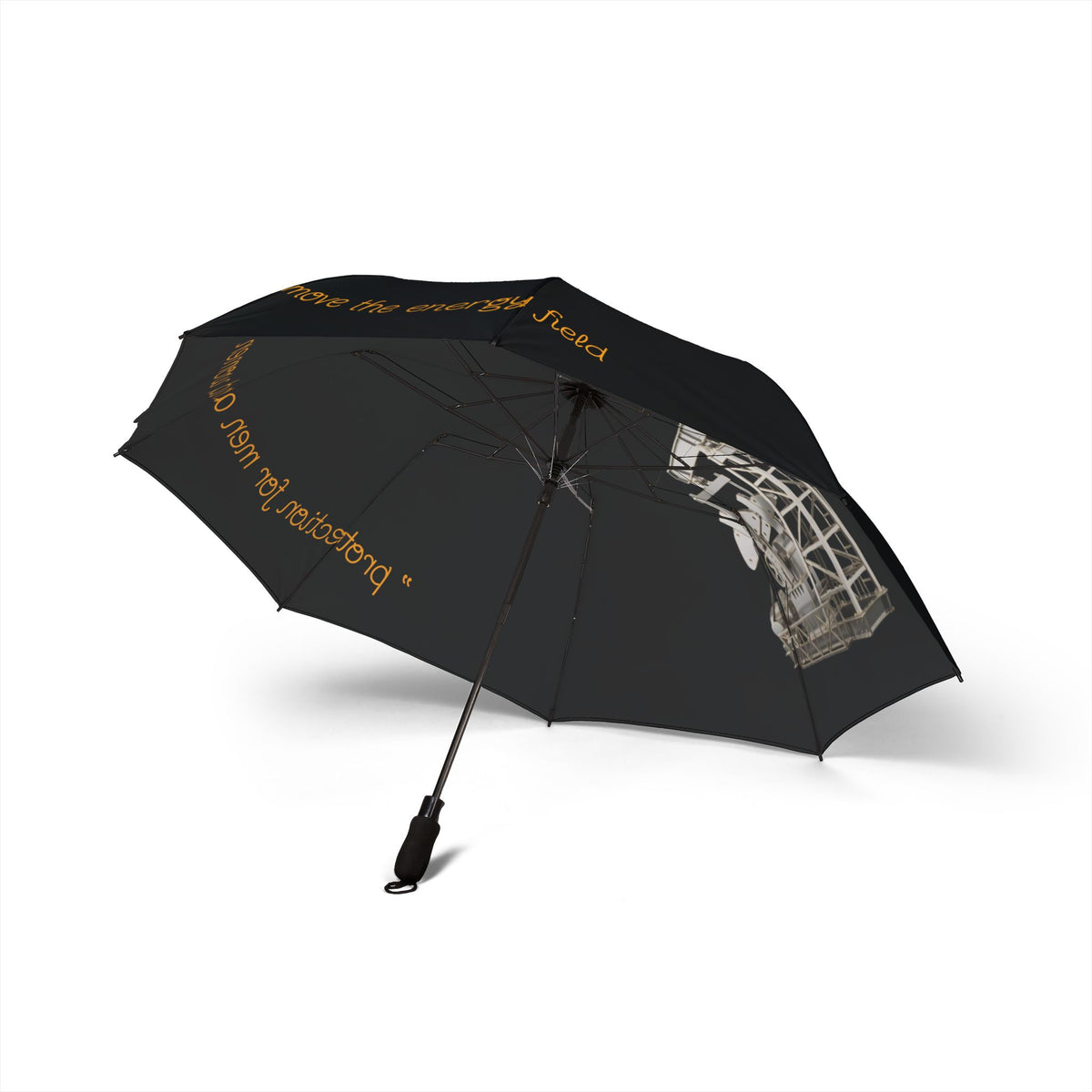 Oil Pumpjack Illustration Umbrella | Foldable Semi-Automatic Travel Umbrella