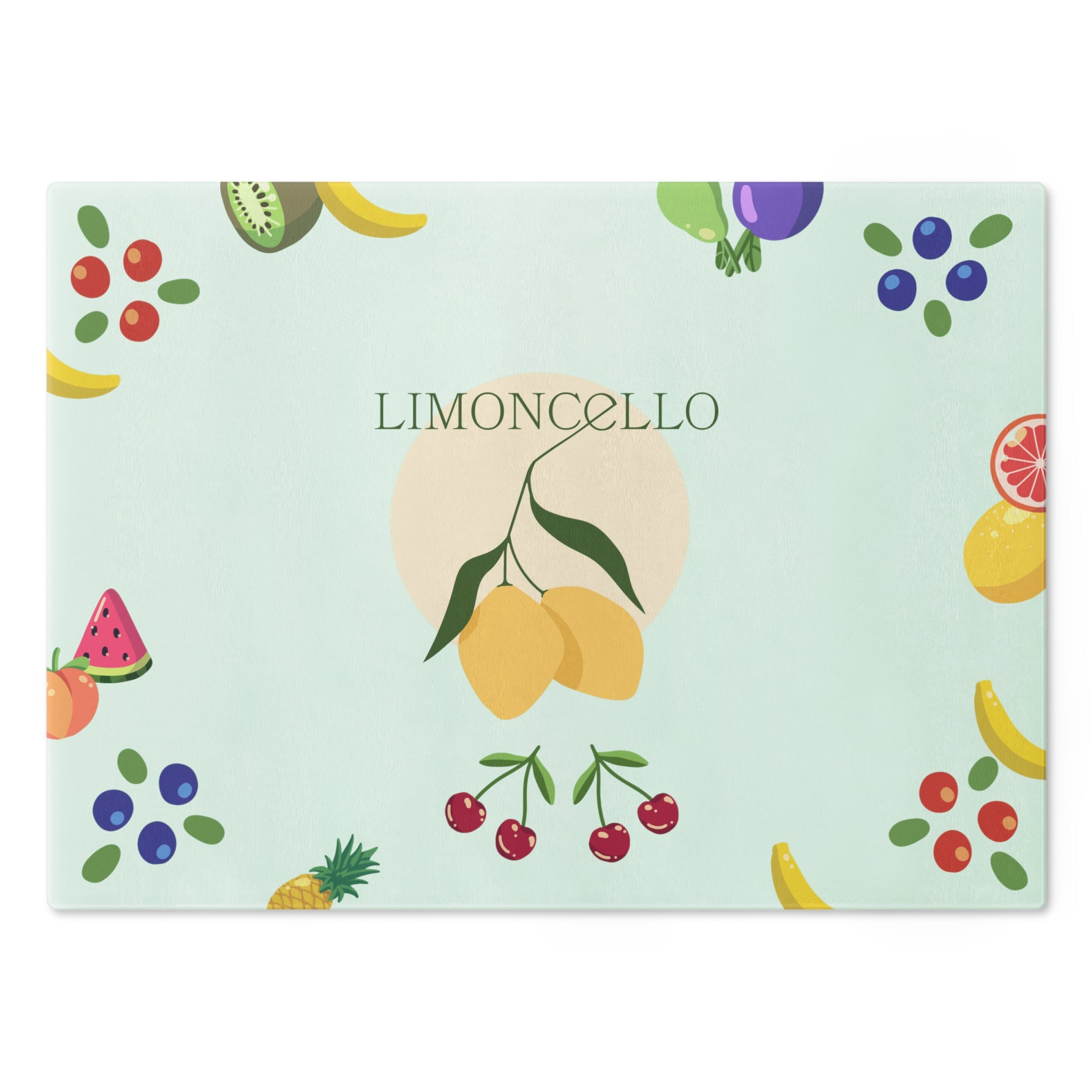 Limoncello Fruit Pattern Glass Cutting Board