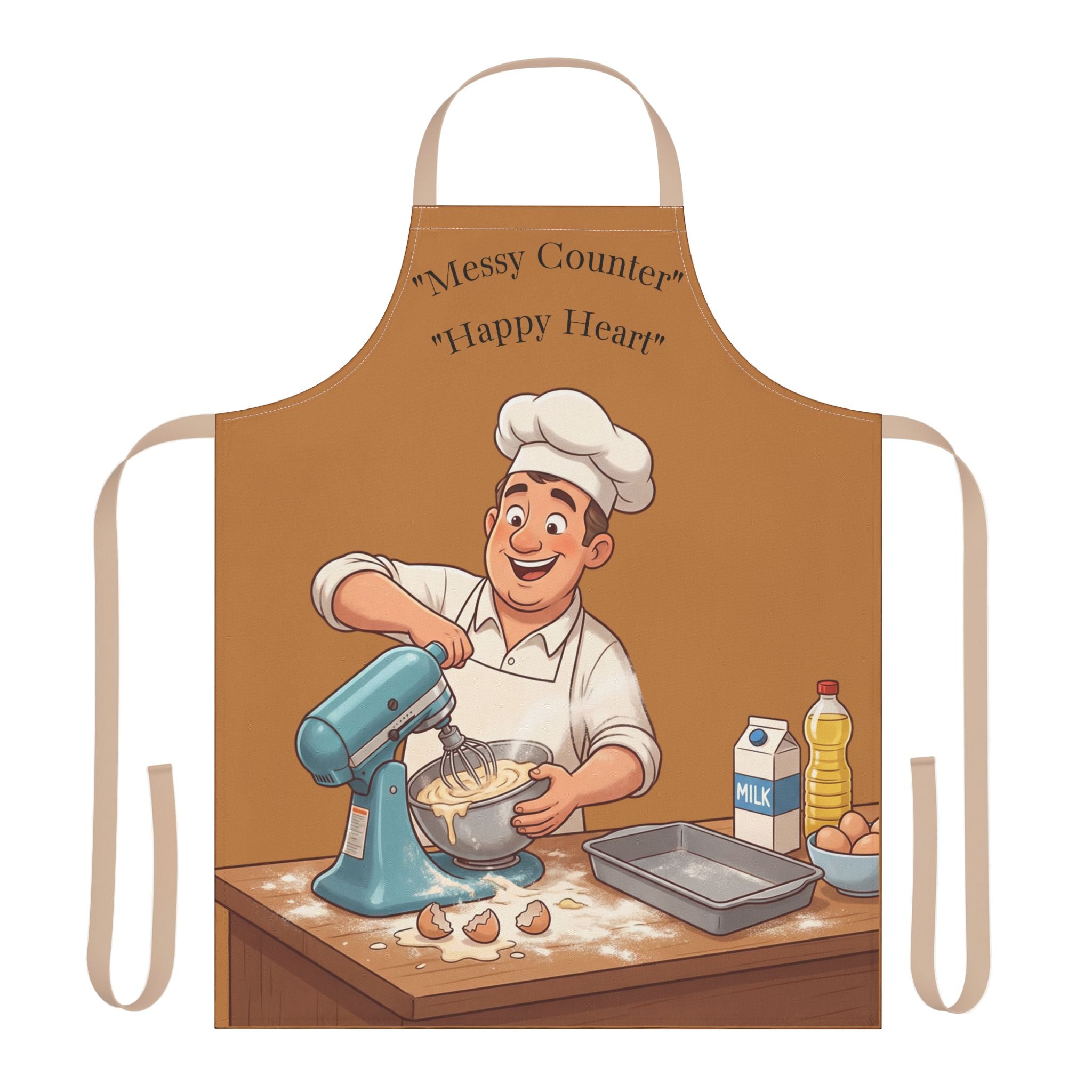 Apron Cheerful Baker Illustration | Cartoon Chef Baking, Kitchen Apron
