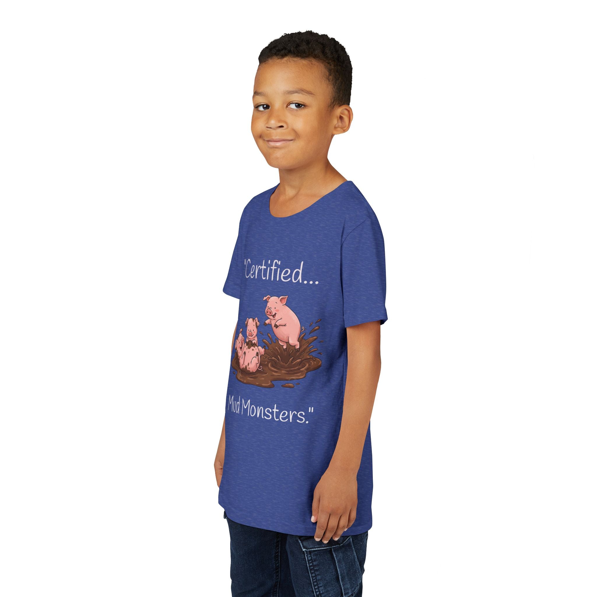 Certified Mud Monsters Kids Graphic T-Shirt – Playful Piglets Youth Cotton Tee
