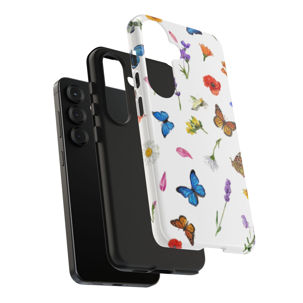 Butterfly Meadow Tough Phone Case / Floral Protective Phone Cover