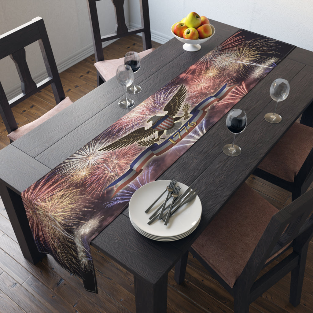 American Eagle with Fireworks Table Runner | Cotton Poly