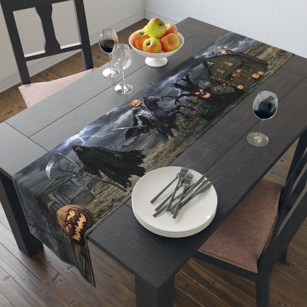Haunted Graveyard Table Runner — Spooky Halloween Haunted House & Jack-o’-Lantern Décor
