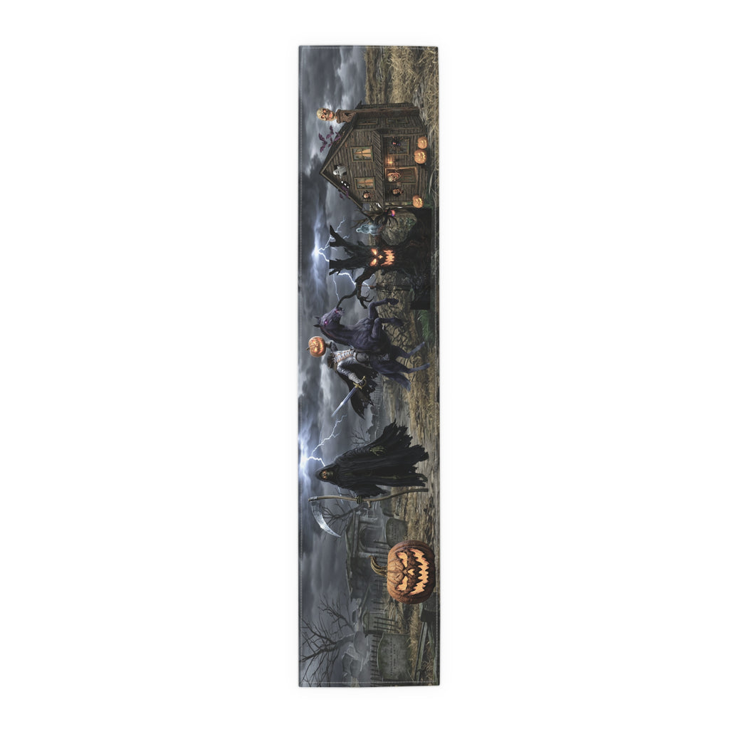 Haunted Graveyard Table Runner — Spooky Halloween Haunted House & Jack-o’-Lantern Décor