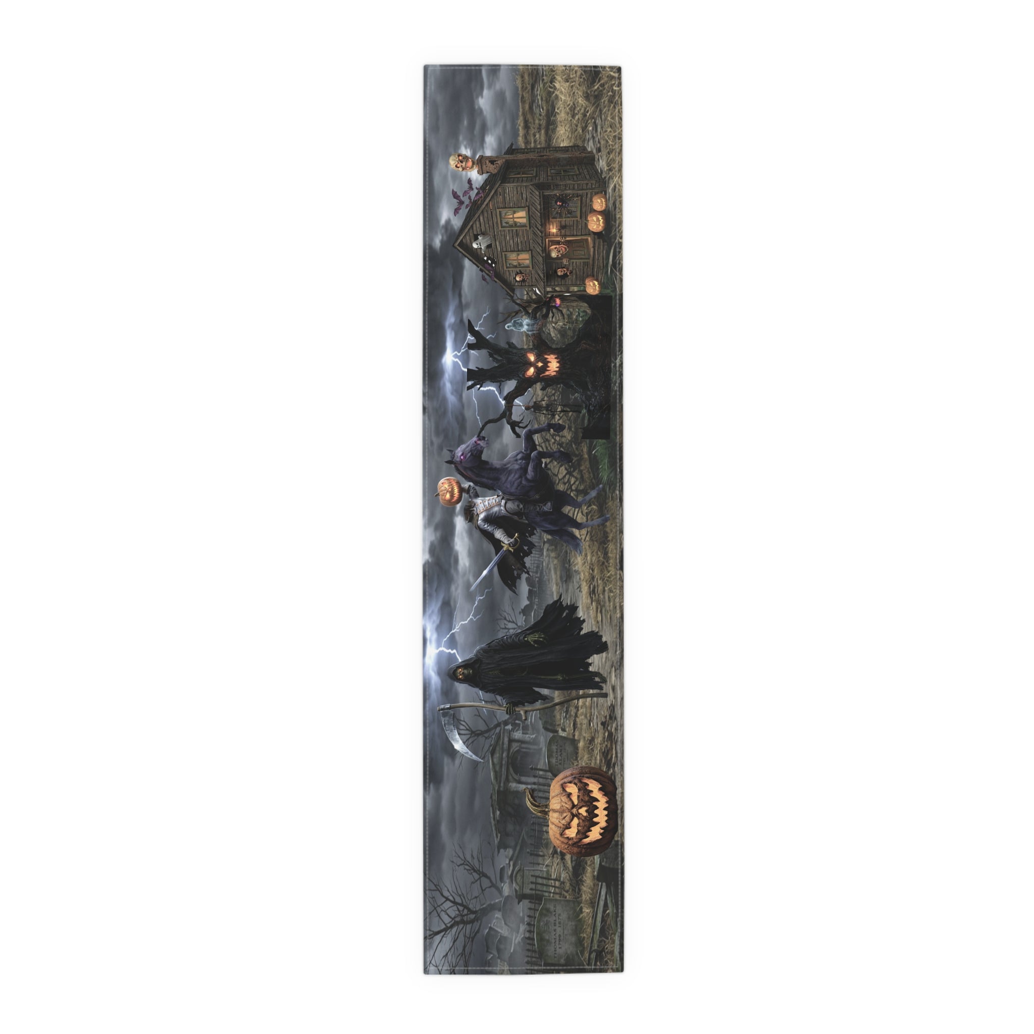 Haunted Graveyard Table Runner — Spooky Halloween Haunted House & Jack-o’-Lantern Décor
