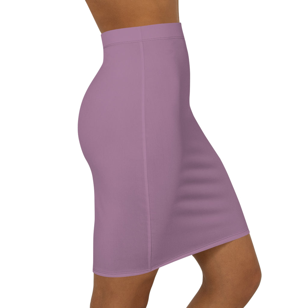 Solid Mauve Pencil Skirt | Mid-Waist Bodycon Skirt