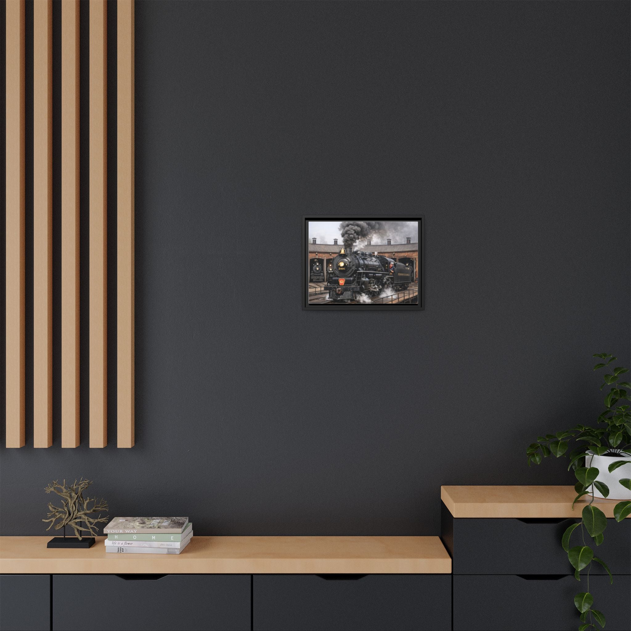 Framed Steam Train/Matte Canvas60 (Multi-color)