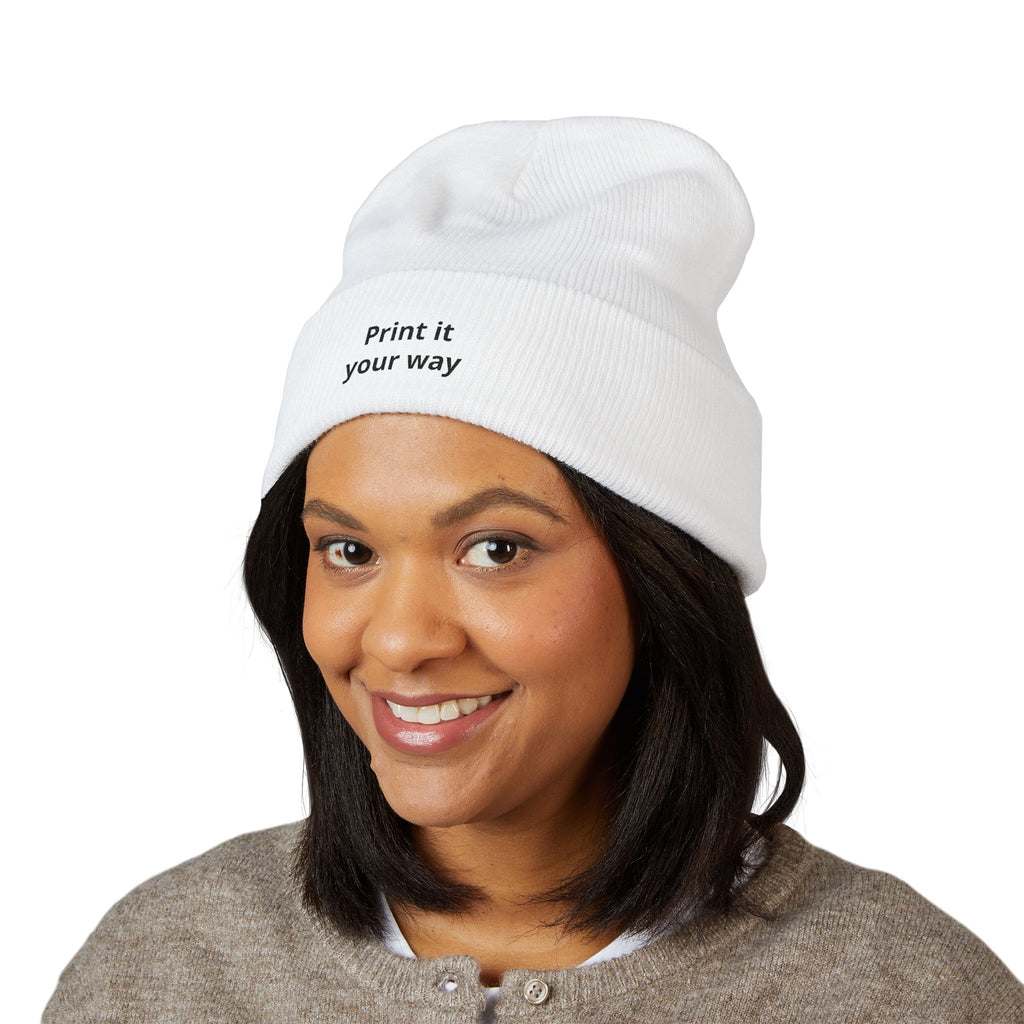 Print It Your Way beanie | Cuffed Embroidered Beanie, Custom Text