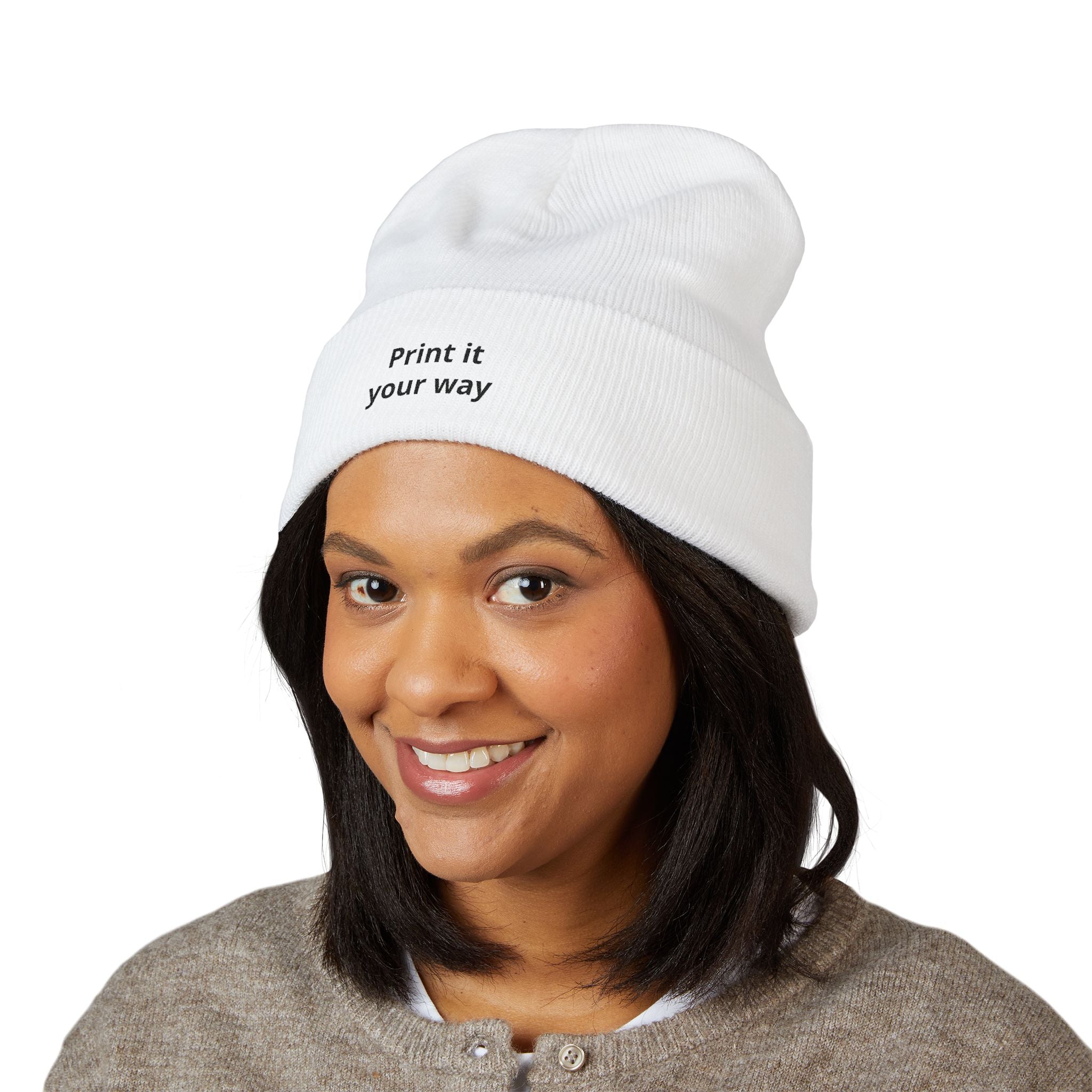Print It Your Way beanie | Cuffed Embroidered Beanie, Custom Text