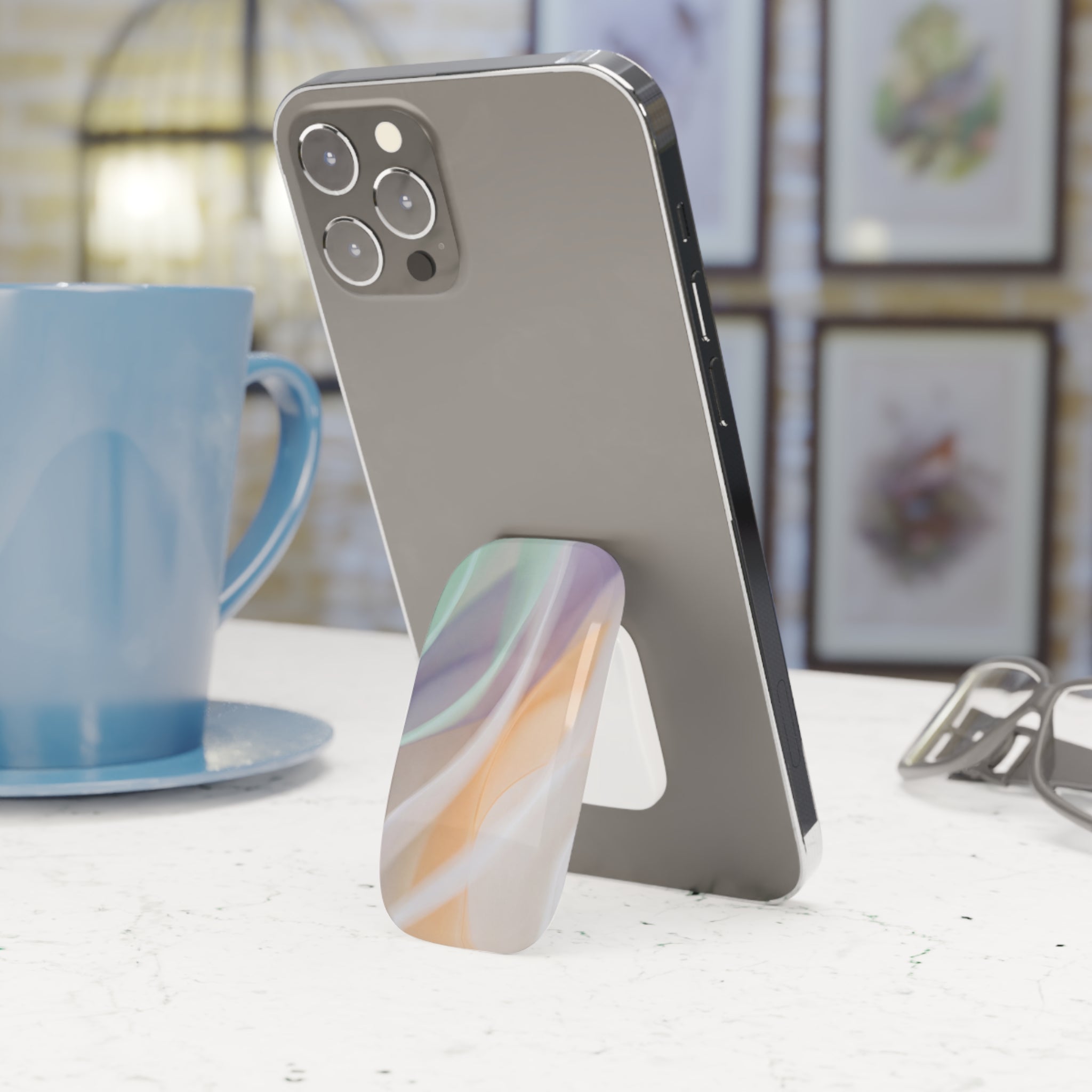 Pastel Abstract Waves Phone Click-On Grip | Phone Grip Stand