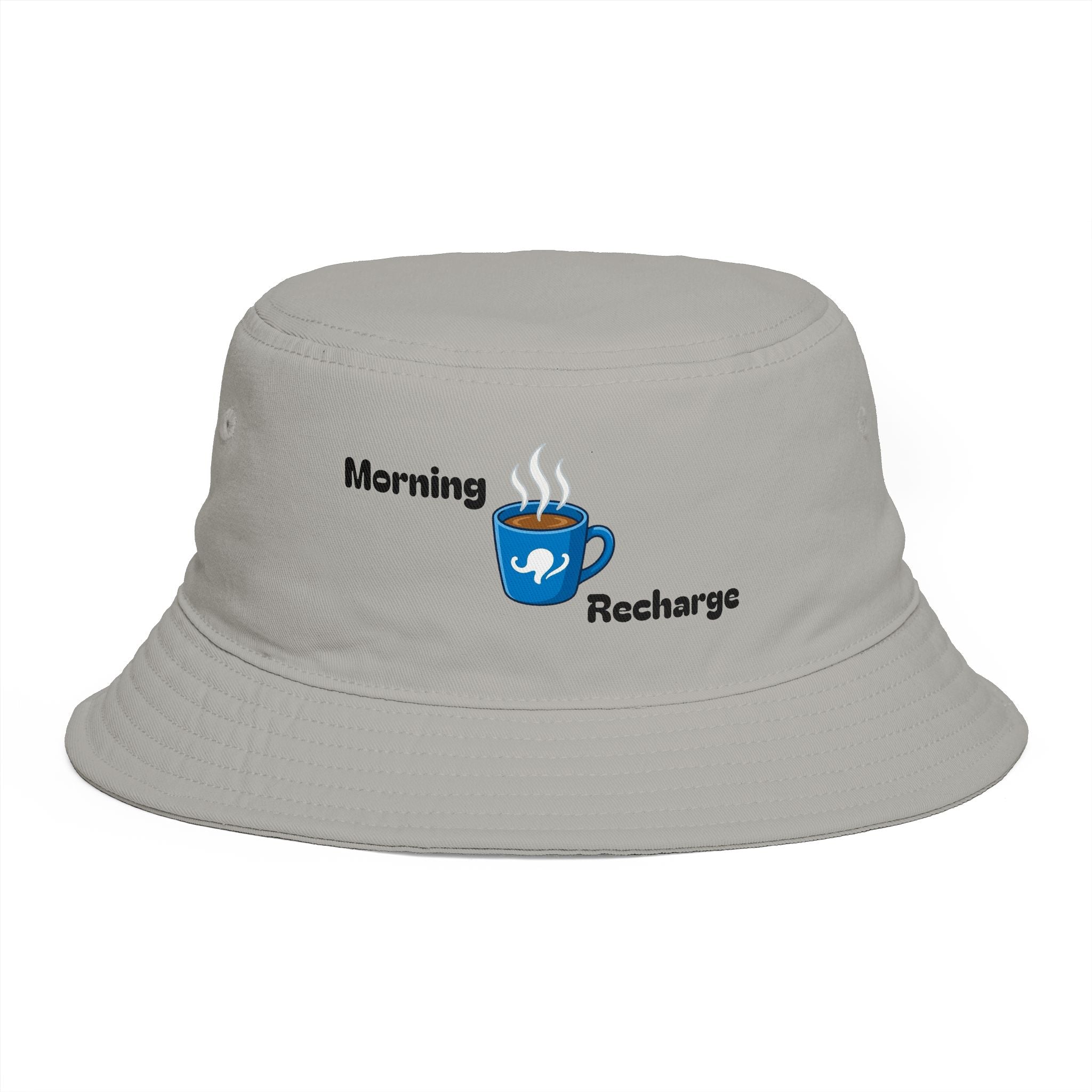 Morning Recharge Coffee Cup Bucket Hat | Steaming Coffee Graphic