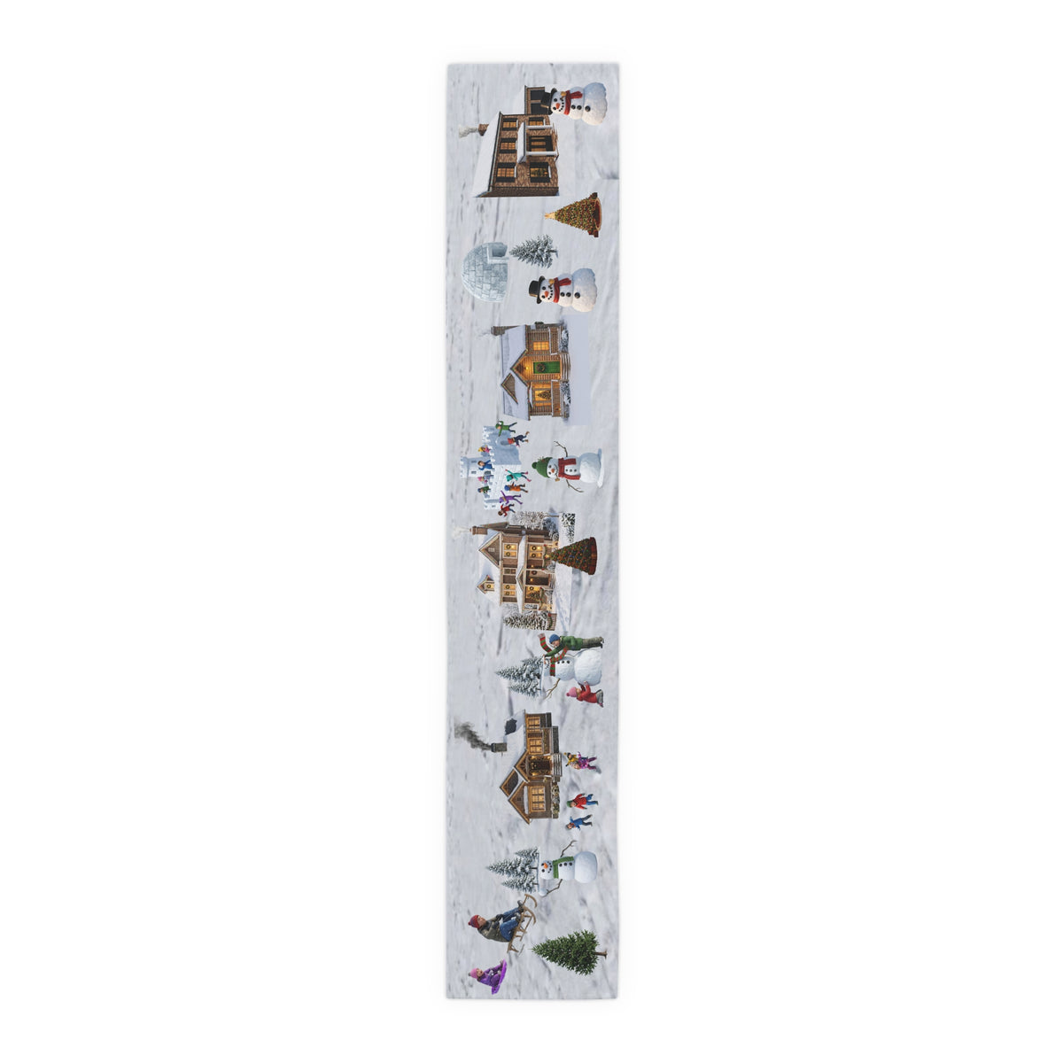 Storybook Snowman Village Table Runner | Winter Wonderland Holiday Decor