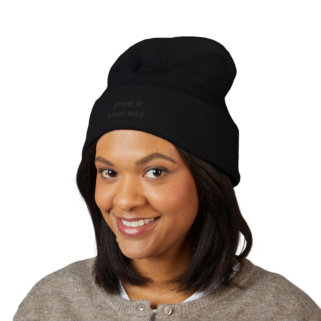 Print It Your Way beanie | Cuffed Embroidered Beanie, Custom Text