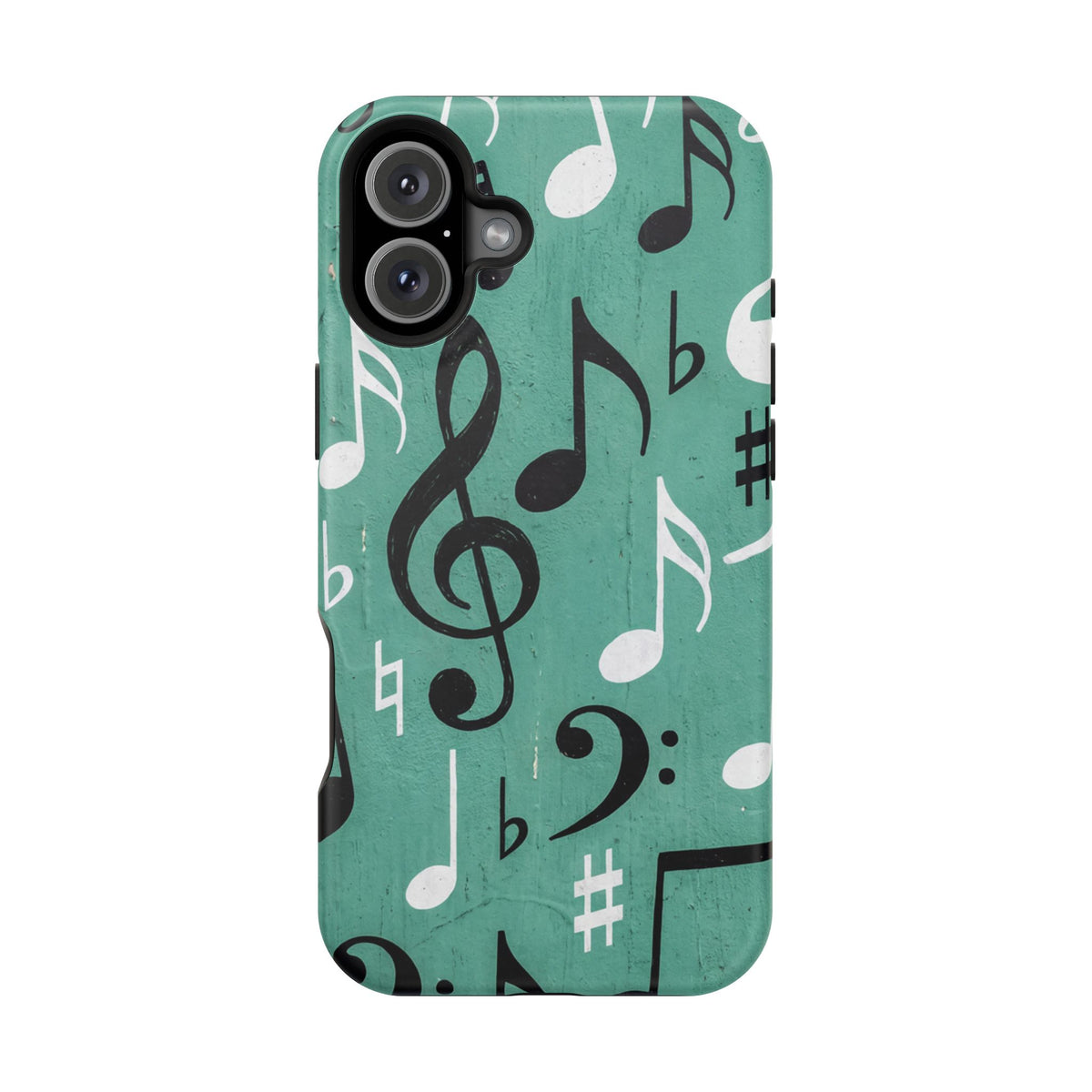 Teal Music Notes Phone Case | Impact-Resistant Case