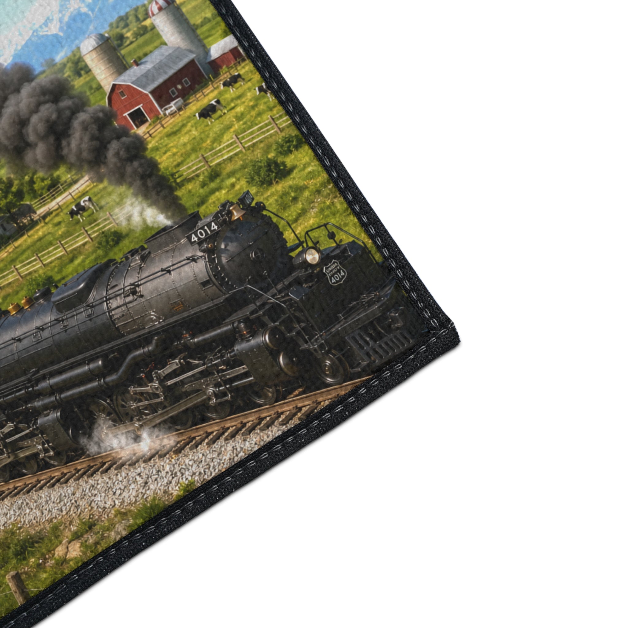 Vintage Steam Locomotive Floor Mat | Train Farm Landscape