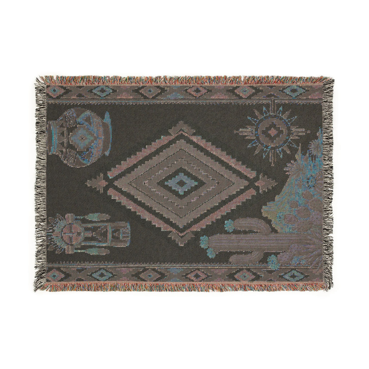 Southwestern Diamond Woven Blanket - Navajo Cactus