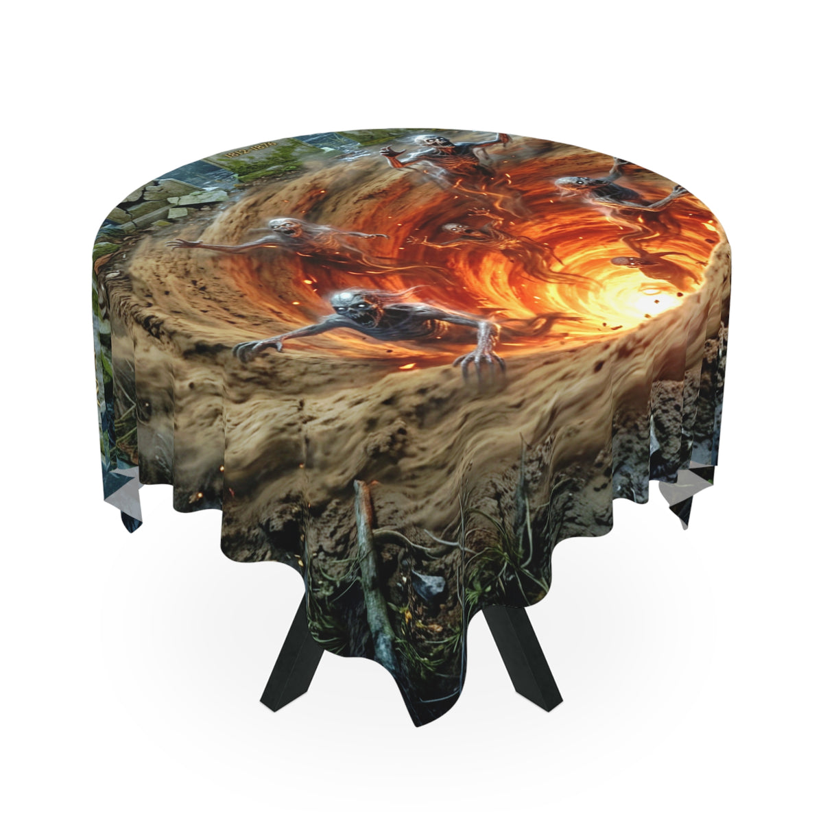 Graveyard Vortex Tablecloth | Skeletons Rising from the Abyss – Halloween Table Decor