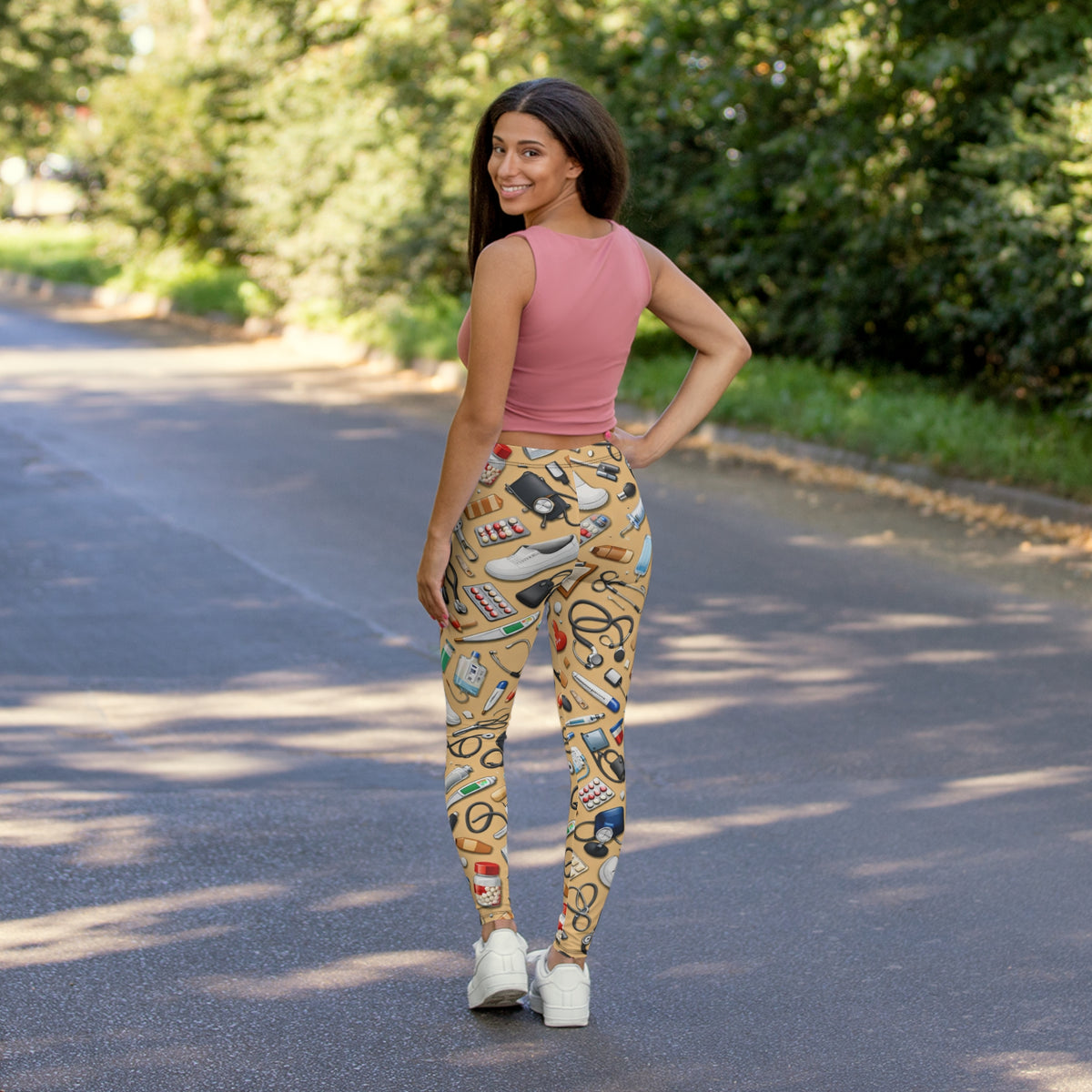 Medical Tools Pattern Leggings | Stethoscope Nurse & Doctor AOP Leggings