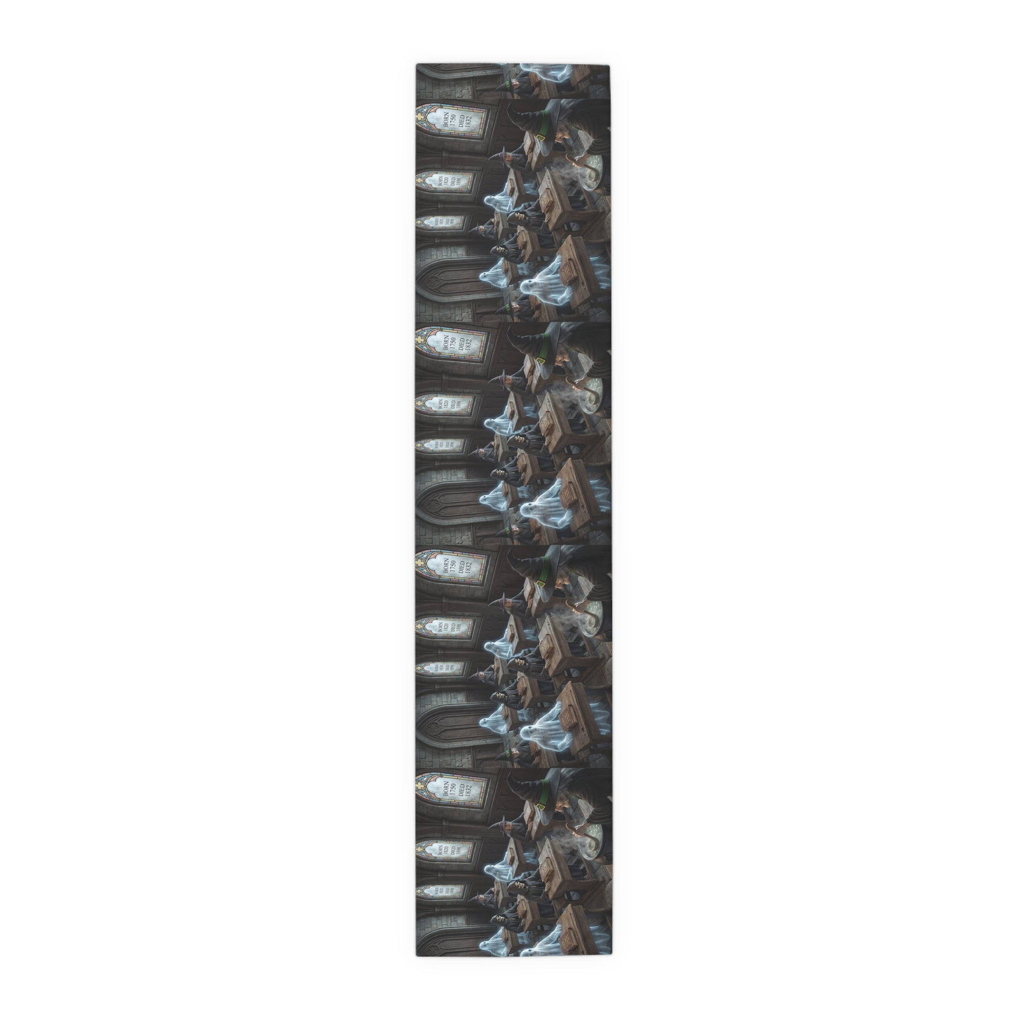 Haunted School Room Scene Table Runner | Halloween Gothic Decor