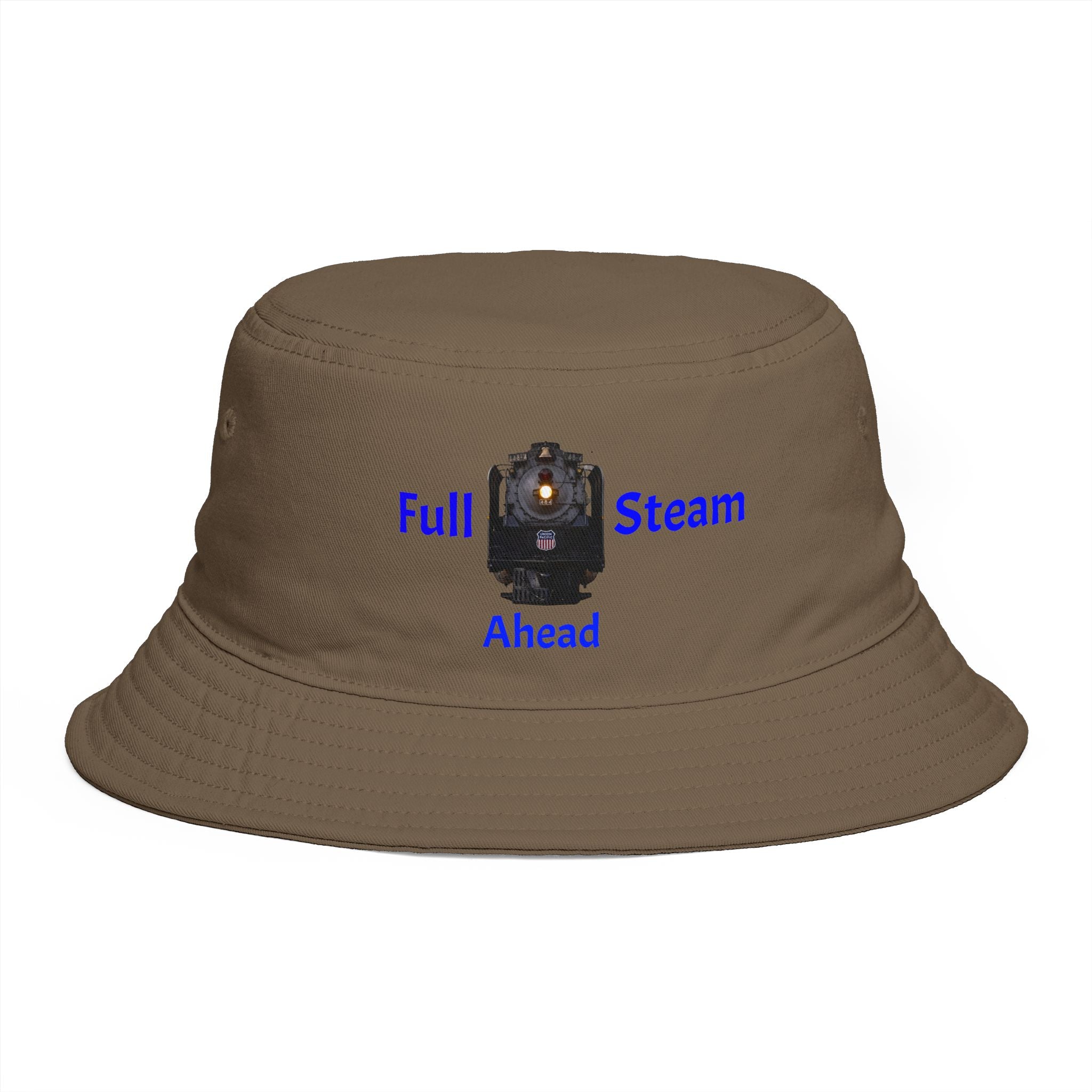 Full Steam Ahead train graphic Bucket Hat | steam locomotive motif