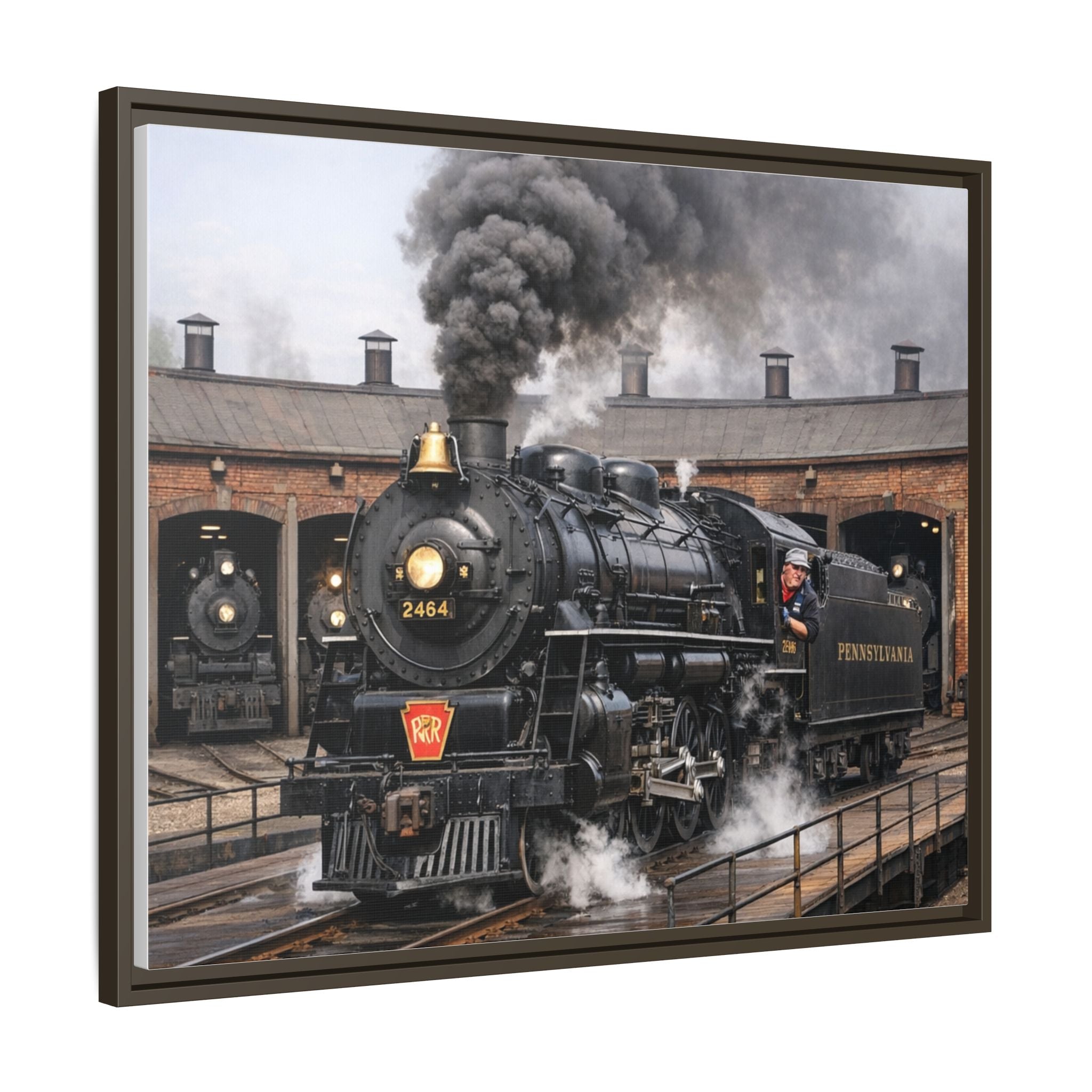 Framed Steam Train/Matte Canvas60 (Multi-color)