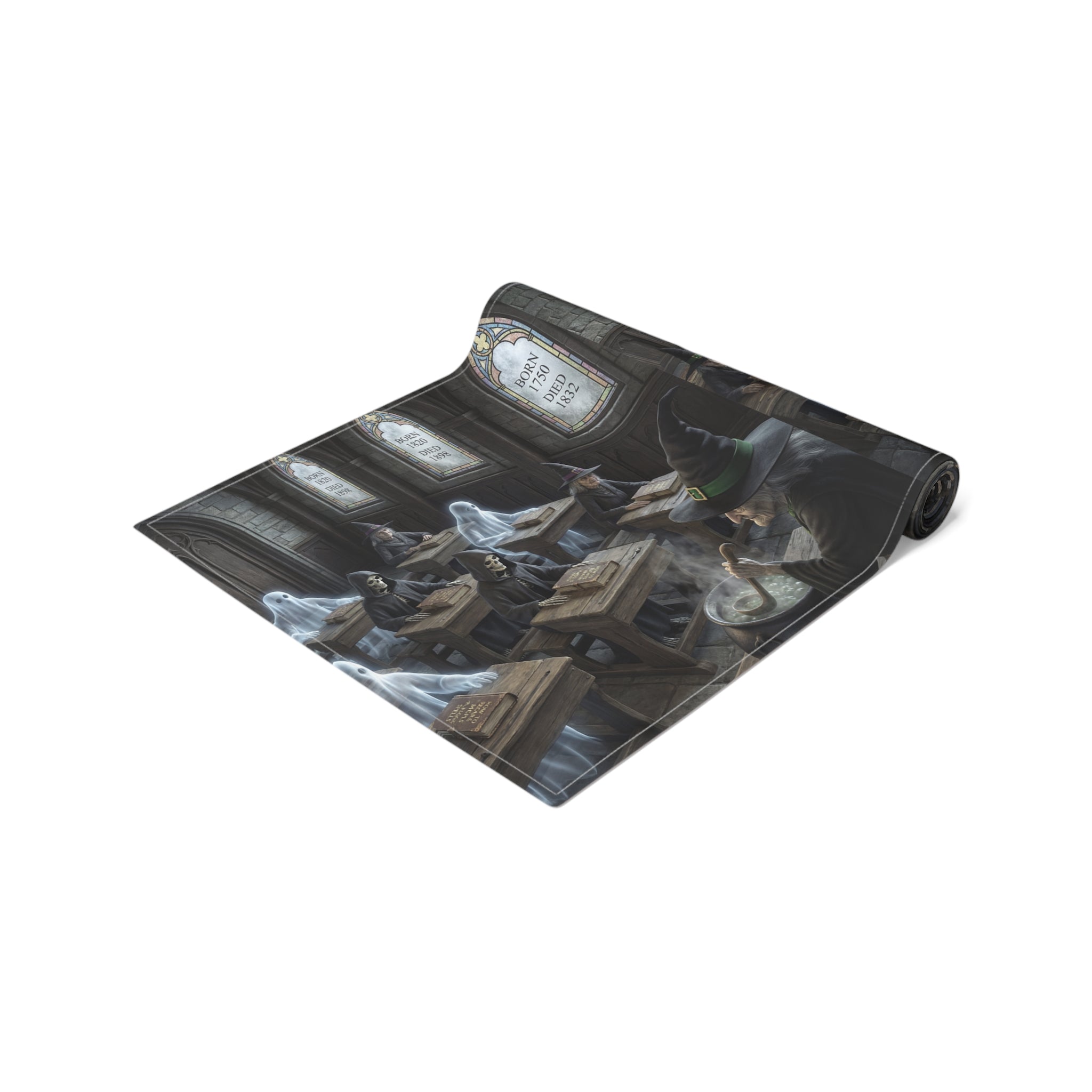 Haunted School Room Scene Table Runner | Halloween Gothic Decor