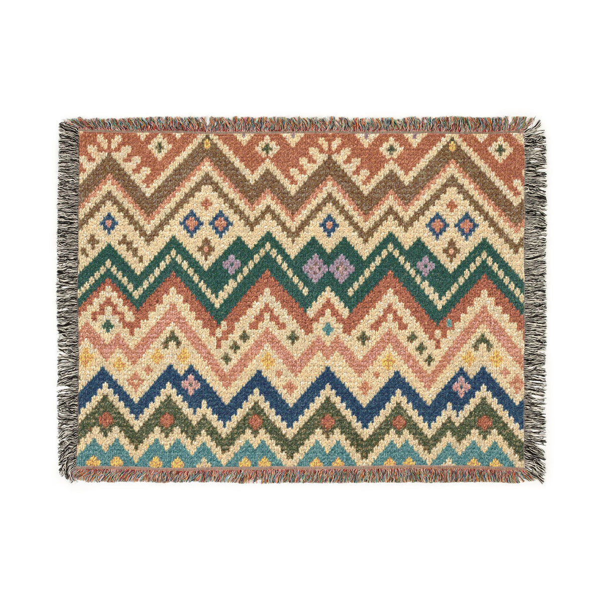 Southwestern Chevron Woven Blanket - Aztec Zigzag