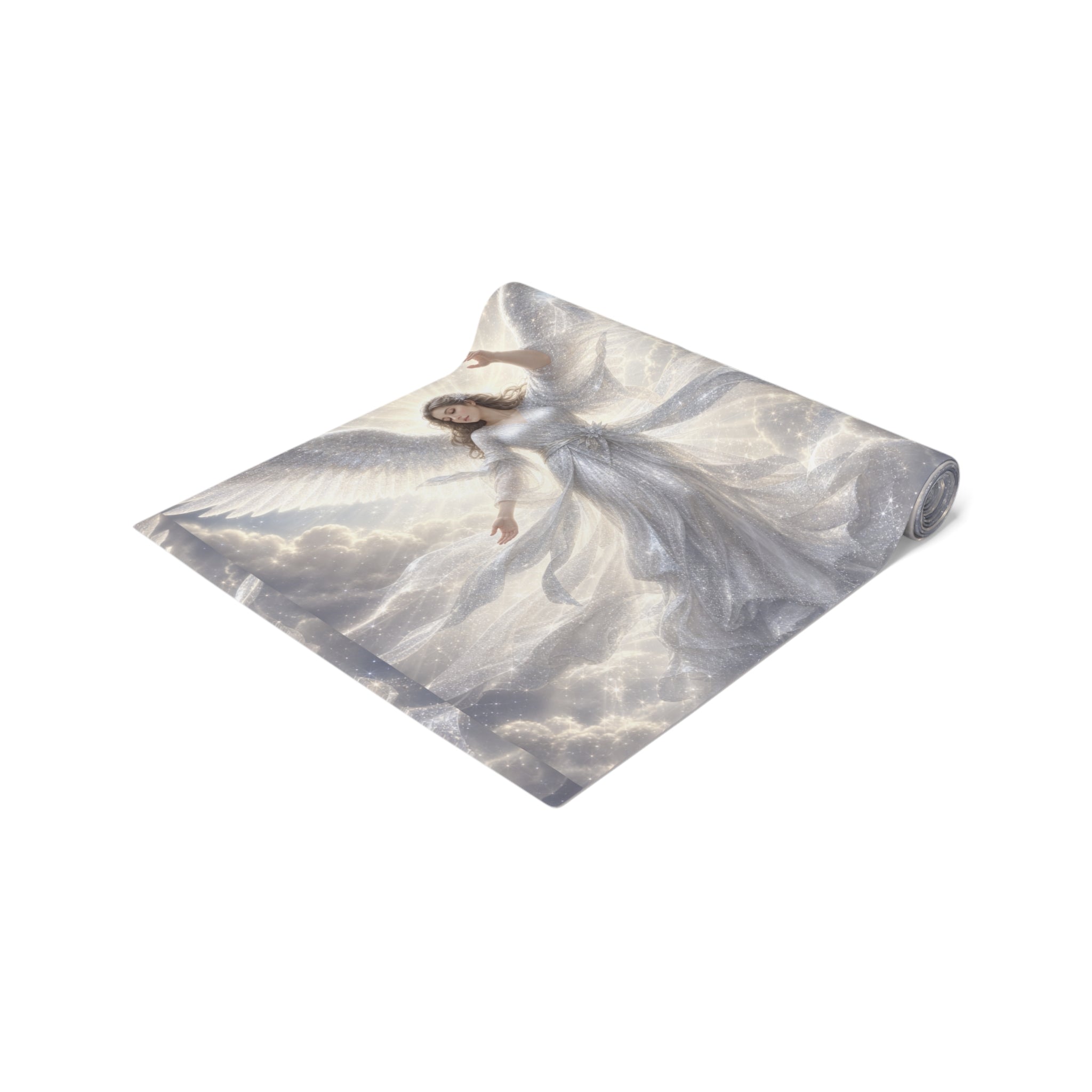 Sparkly White Angels Table Runner | Cotton Poly Blend