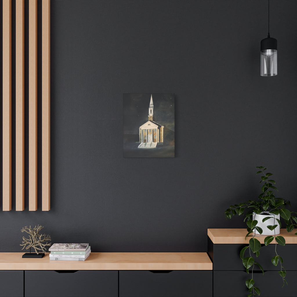 Nighttime Church Painting/ Matte Canvas