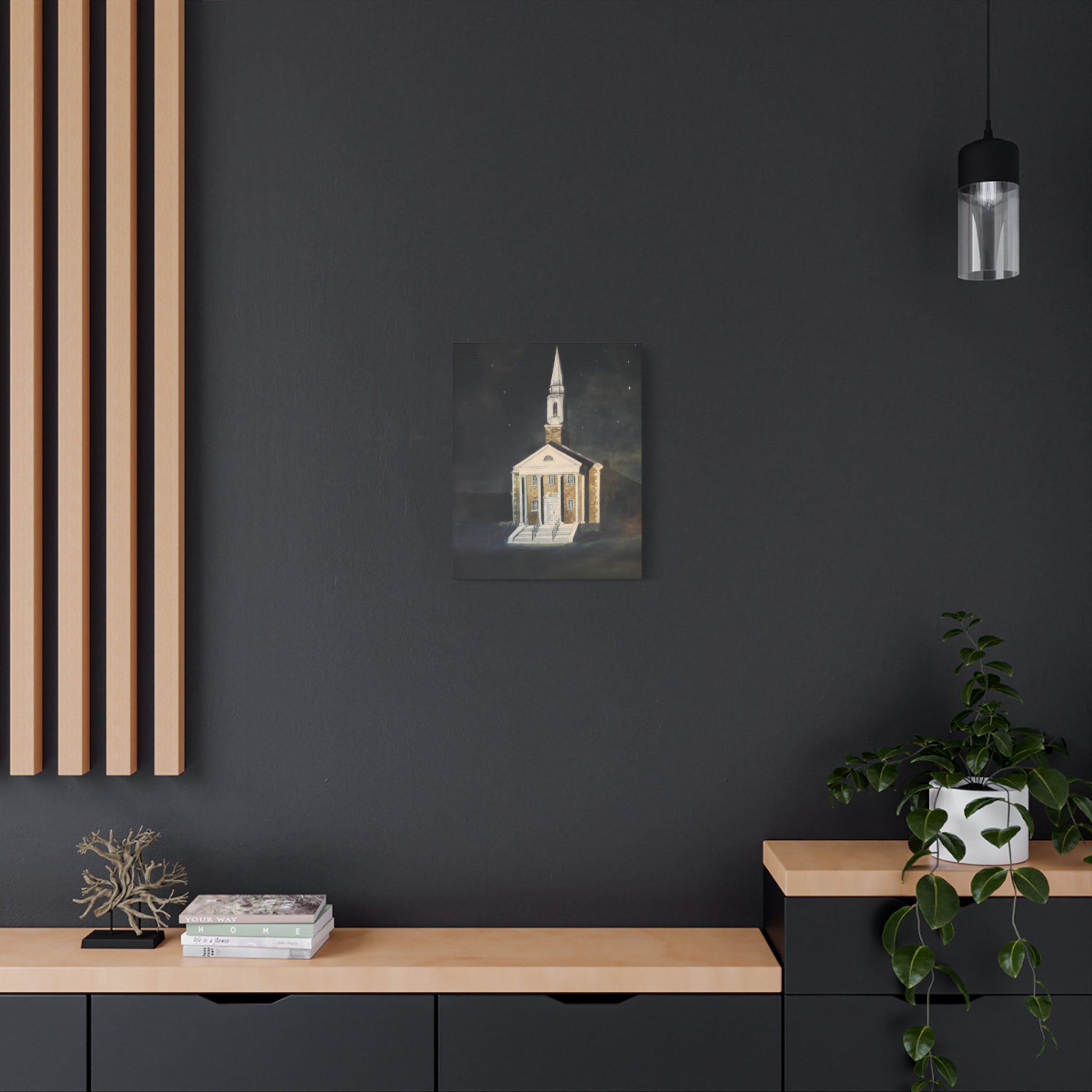 Nighttime Church Painting/ Matte Canvas