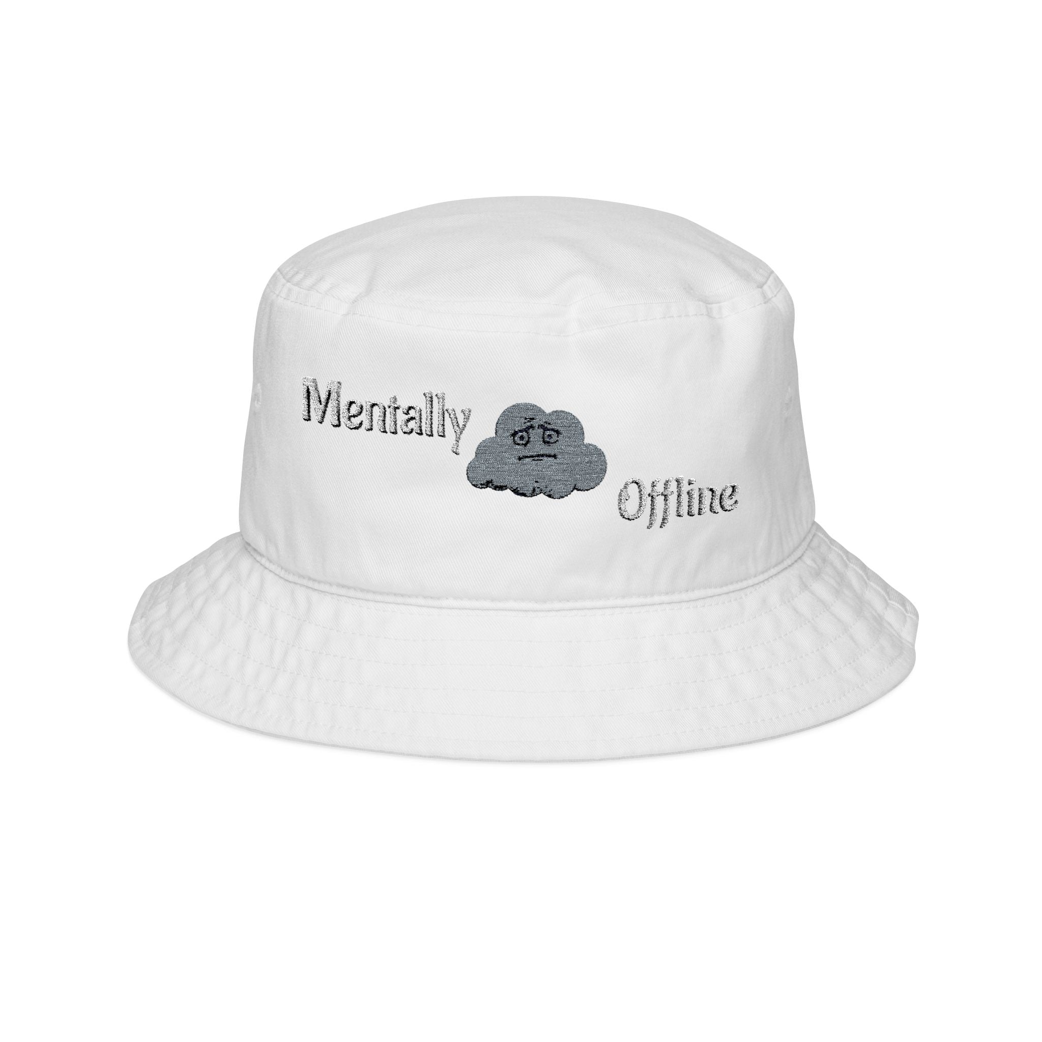 Mentally Offline cloud embroidery Bucket Hat | embroidered bucket hat