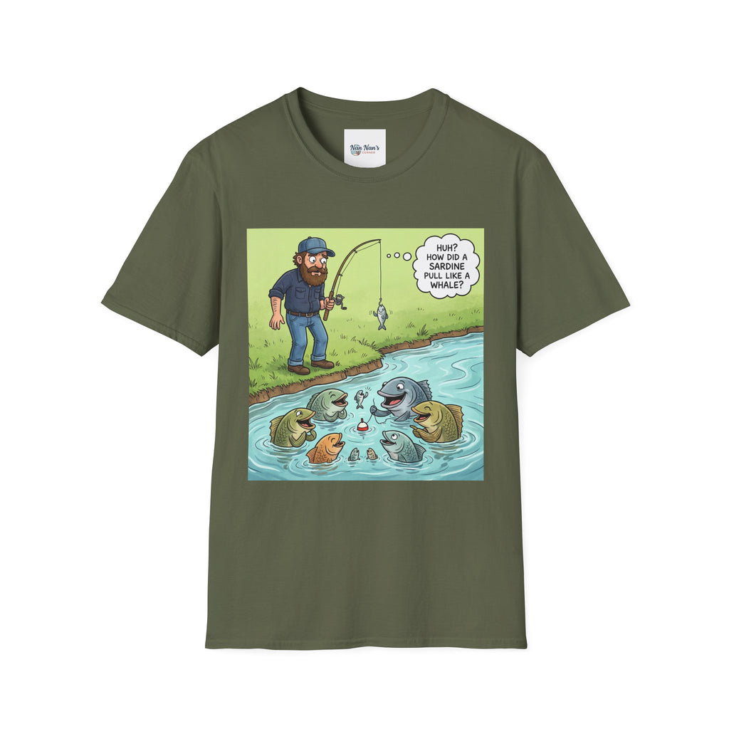Fishing Bass Cartoon Unisex Graphic T-Shirt – Funny Lure Pond Fish Cotton Tee
