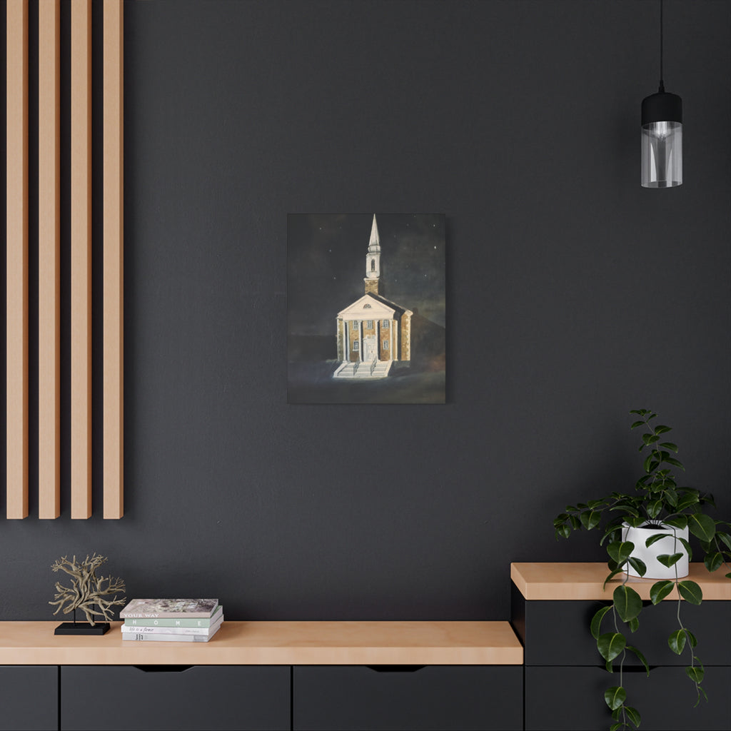 Nighttime Church Painting/ Matte Canvas