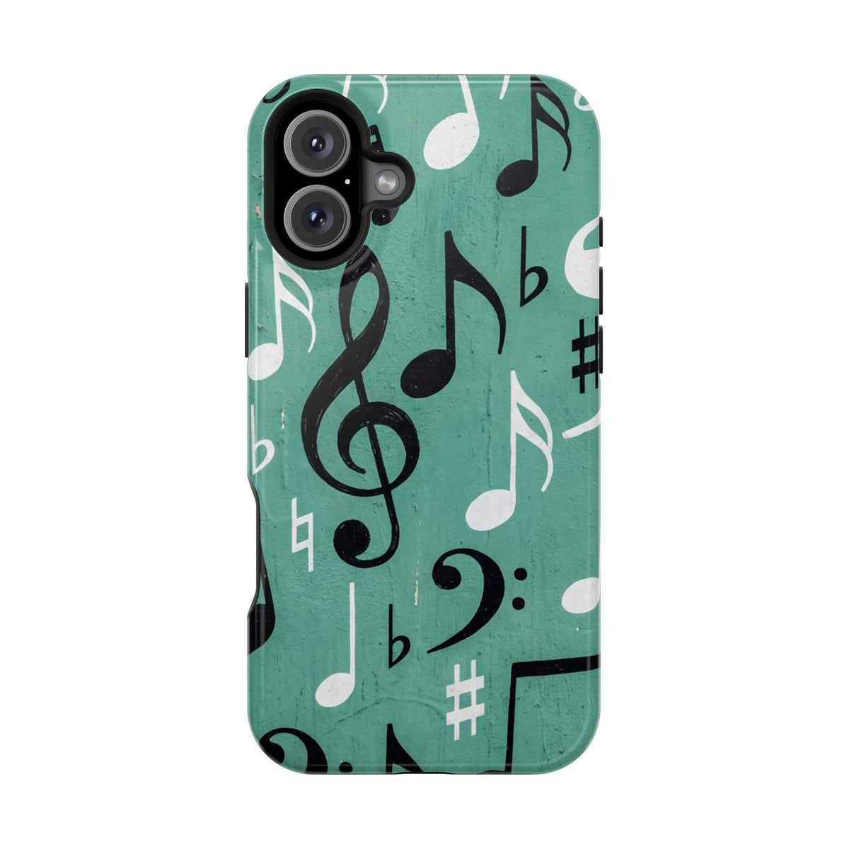 Teal Music Notes Phone Case | Impact-Resistant Case