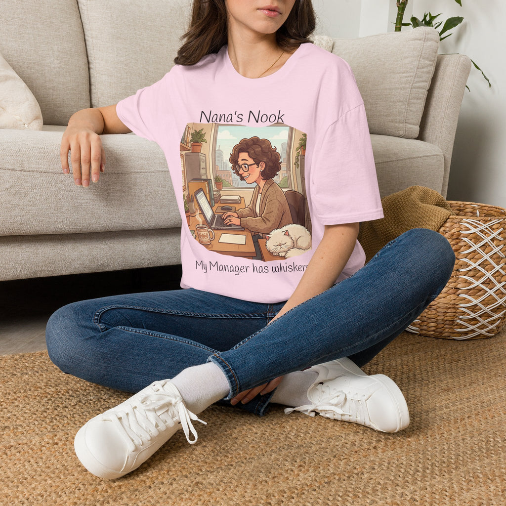 T-Shirt / "Nana's Nook: My Manager Has Whiskers" Cozy Grandma Cat Lover Tee