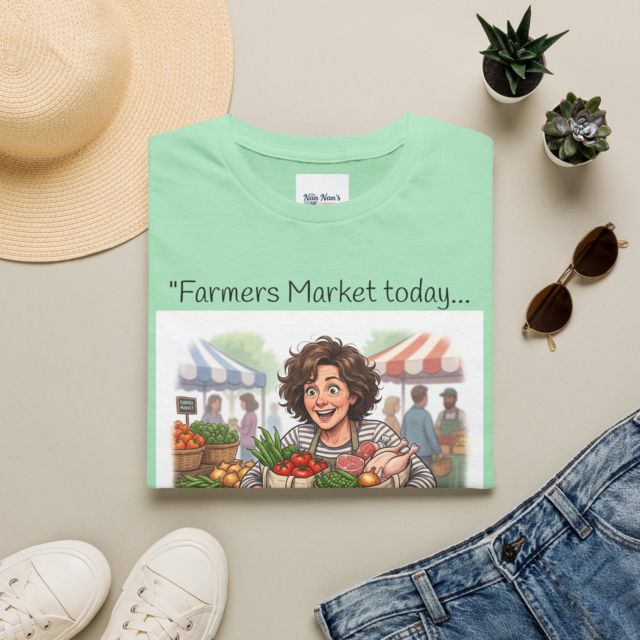 Farmers Market Kitchen Chaos Unisex Graphic T-Shirt – Novelty Cotton Tee