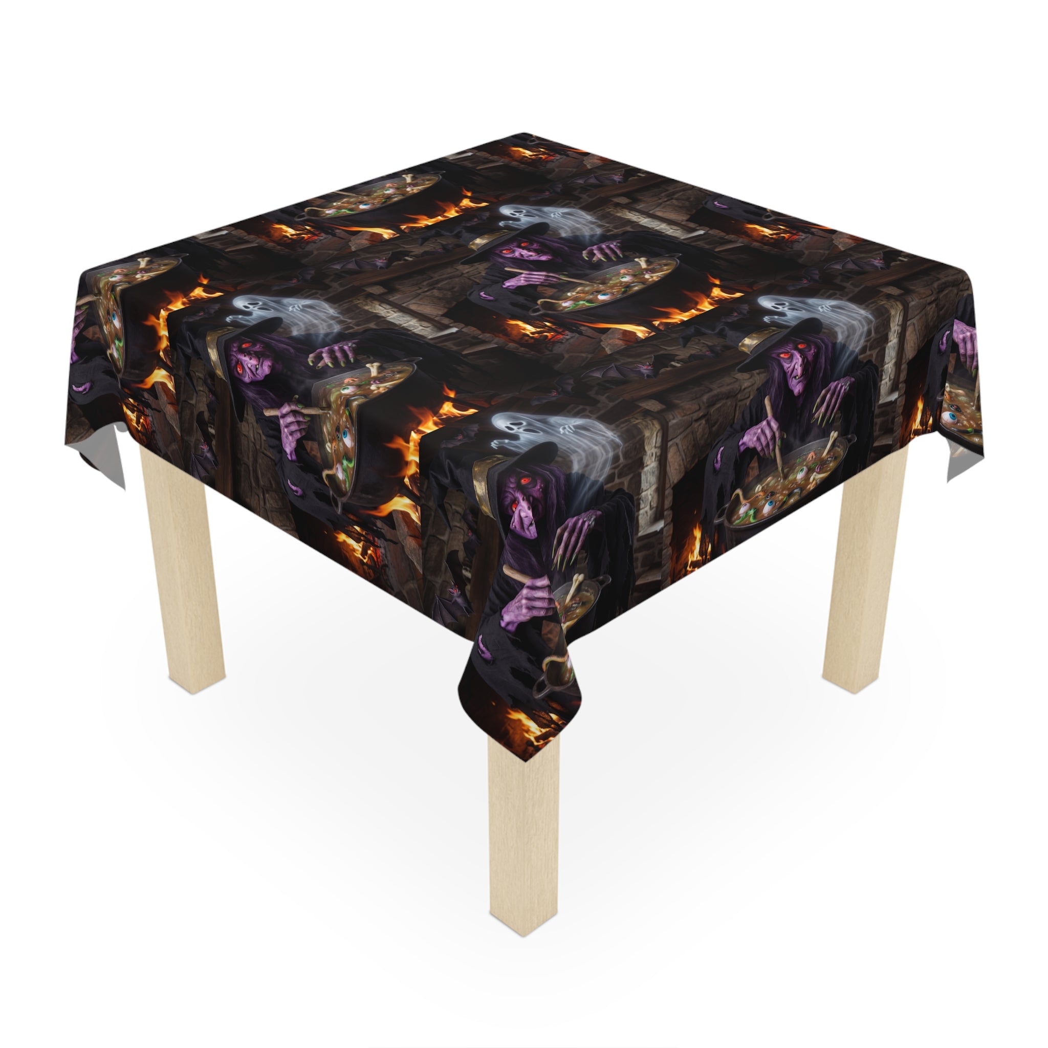 Halloween Witch Cauldron Tablecloth — Spooky Haunted Dinner Party Decor