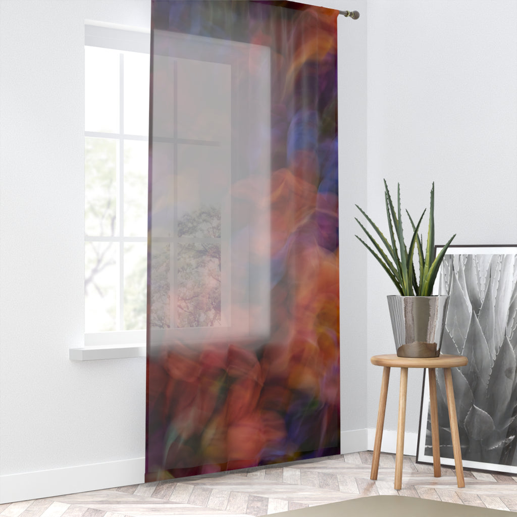 Abstract Bokeh Window Curtain / Warm Sunset Colors Sheer Curtain