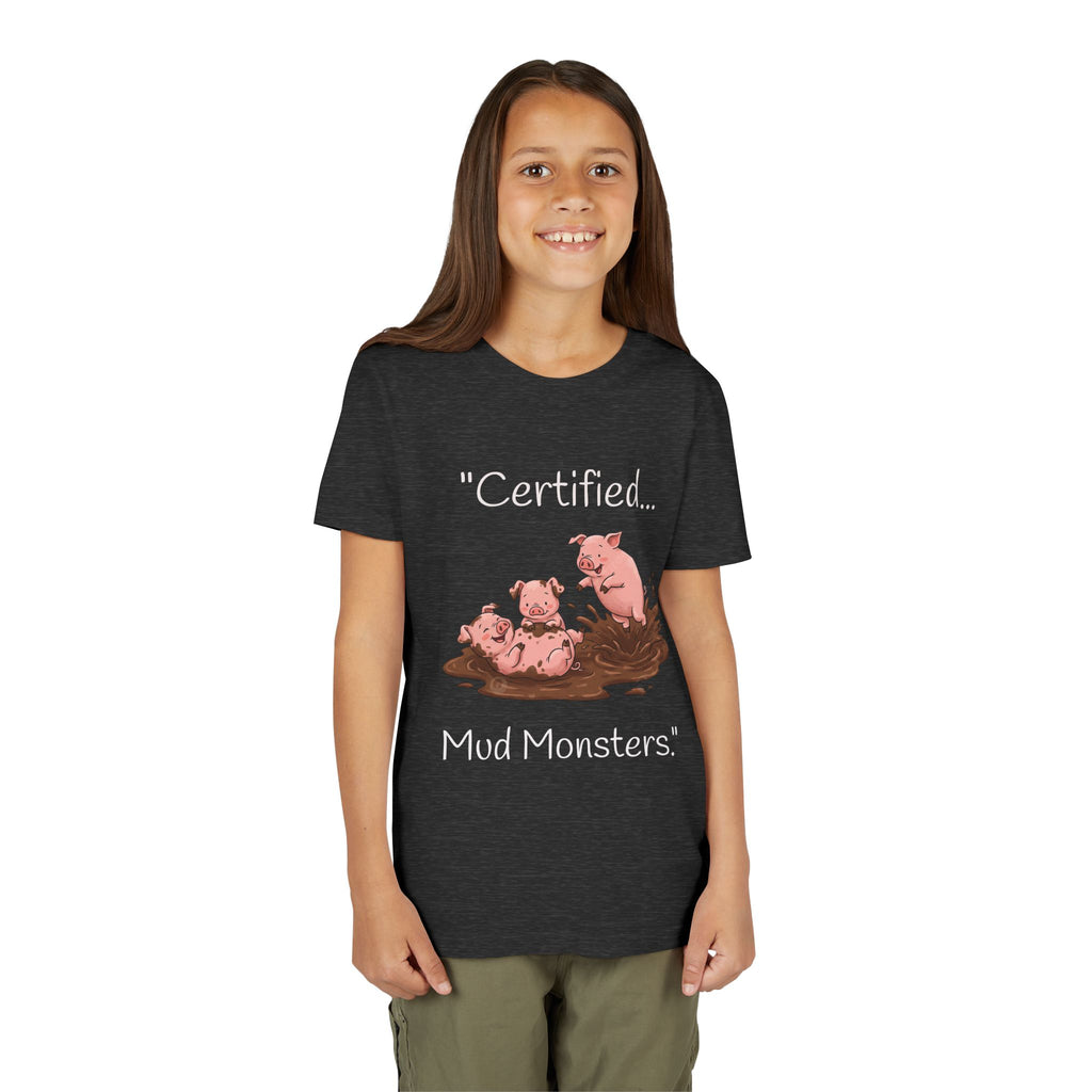 Youth Tee / "Certified Mud Monsters" Playful Piglets Graphic