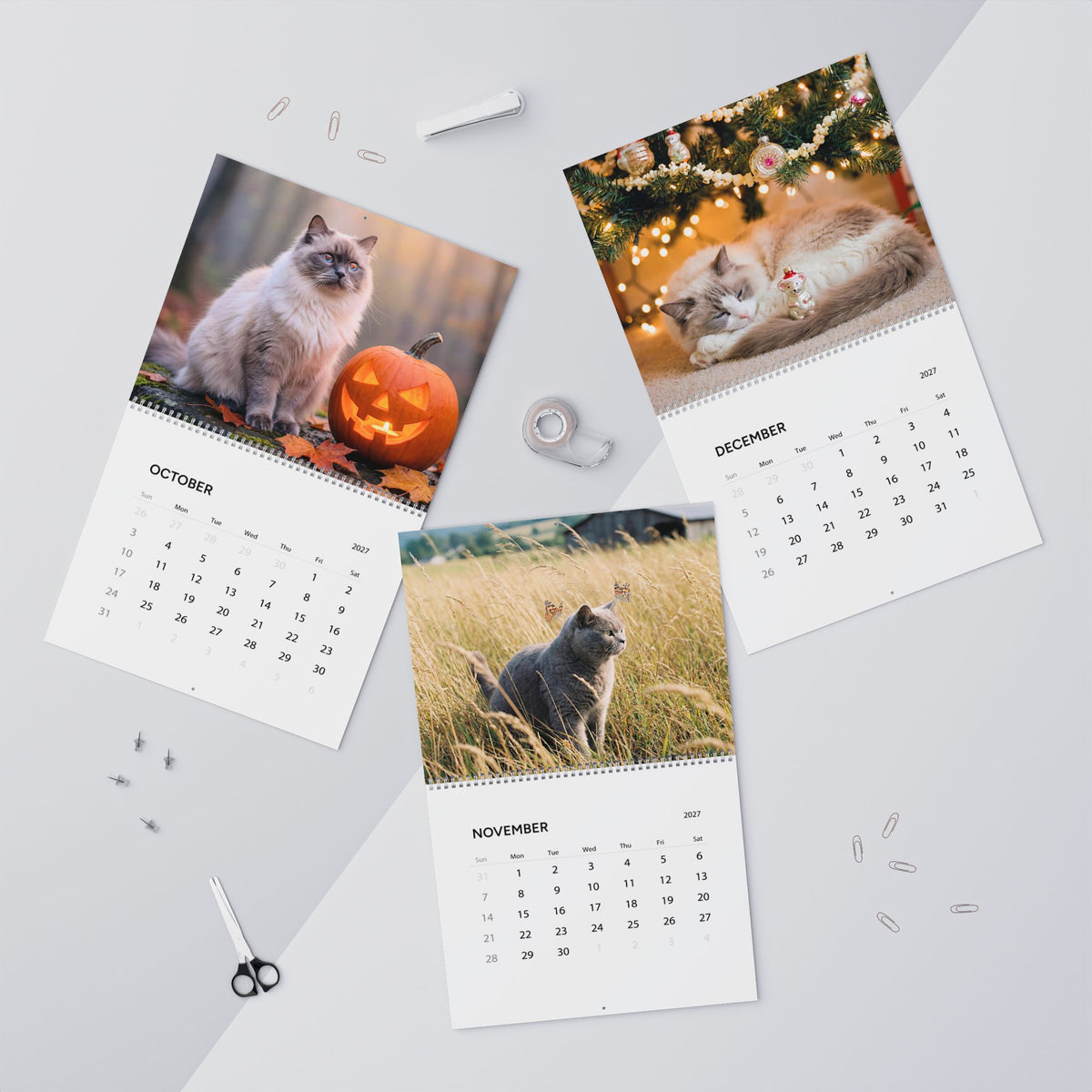 Cozy Cat Photography Wall Calendar | 2027 Monthly Cat Photo Calendar